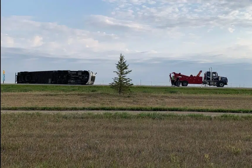 Semi rolls on highway near Moose Jaw