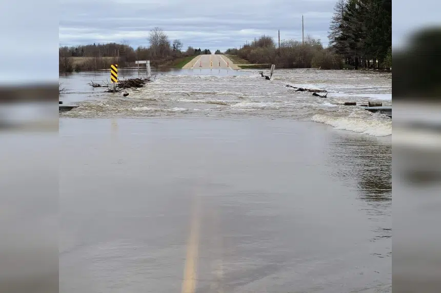 Flooding destroys roads near Saskatchewan border