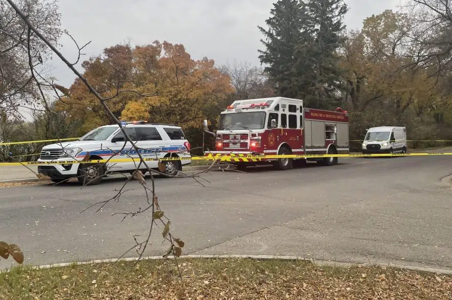 Regina firefighters, police officers on scene at Wascana Lake