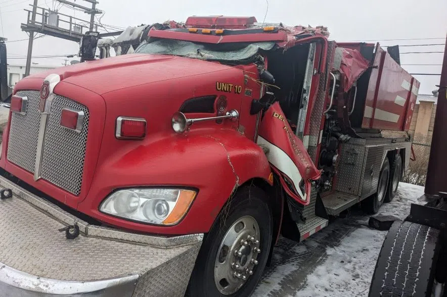 Delisle firefighters rescued after fire truck rolls on icy road