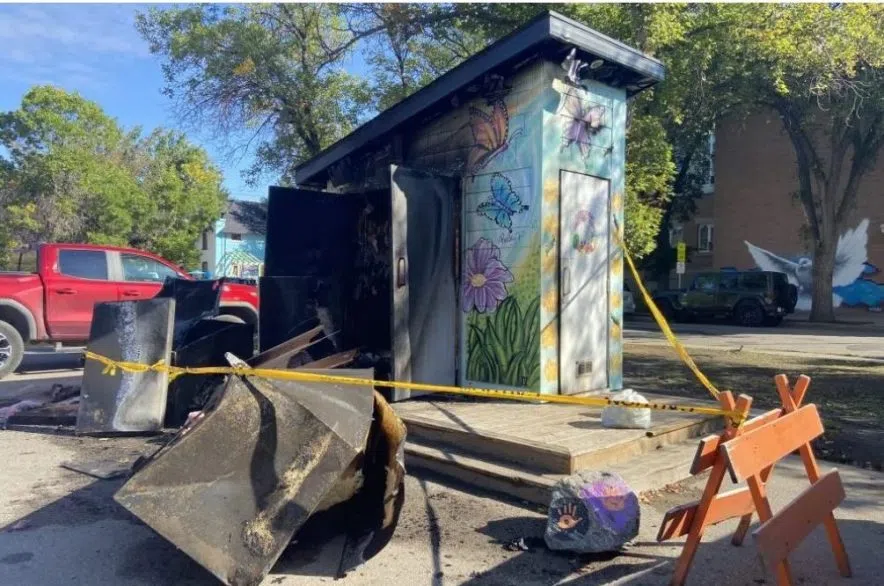 Burn damage to Cathedral Community Fridge.