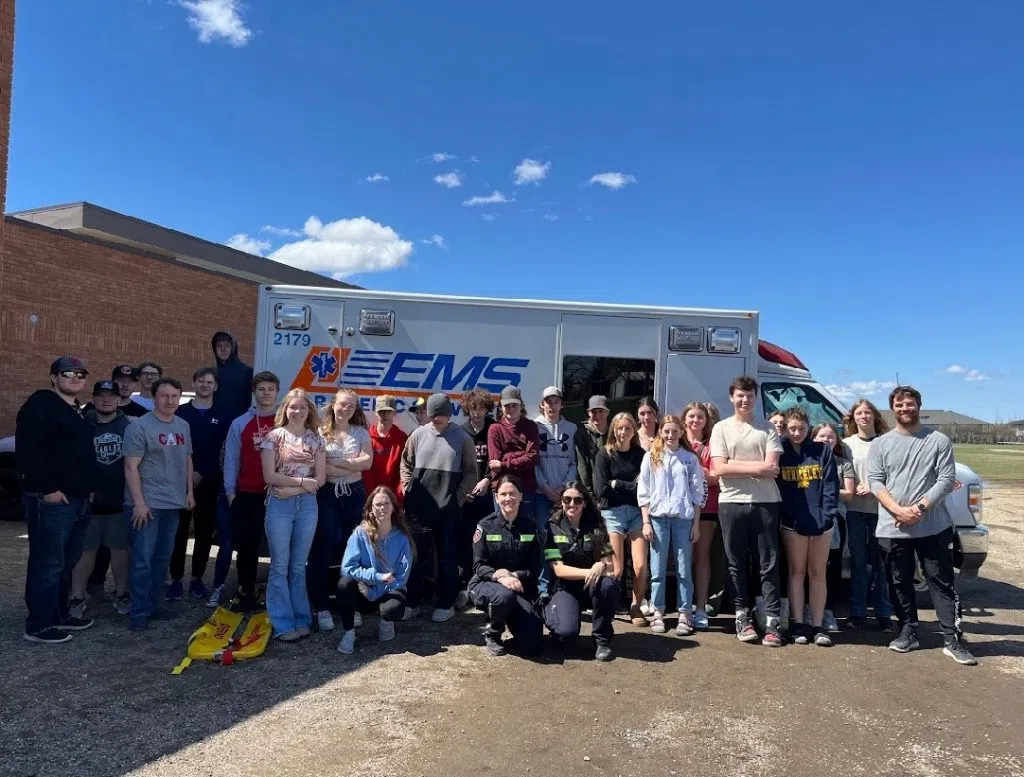 Paramedics with heart visit schools to teach youth about EMS and offer CPR training. The group visited Southey Robert School to educate its students. (Jenna Davis/submitted)