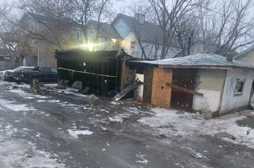 The aftermath of a garage fire in North Central.