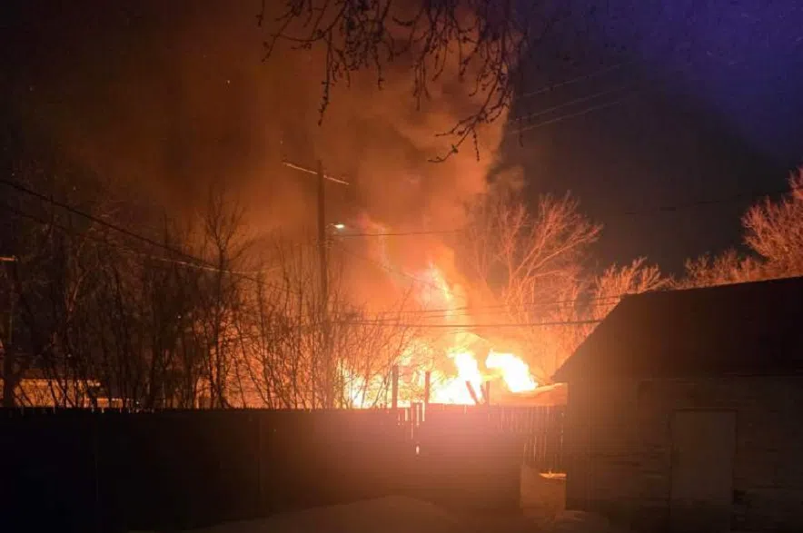 A garage burning in North Central.