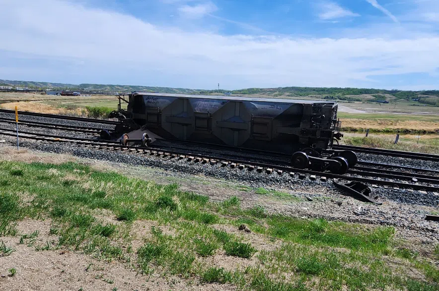 Derailed rail car.