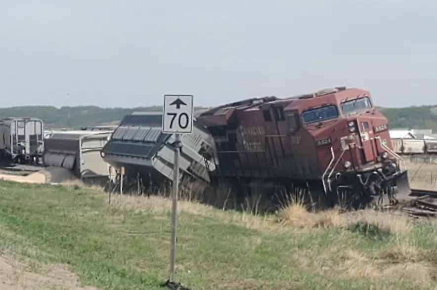 Derailed engine.