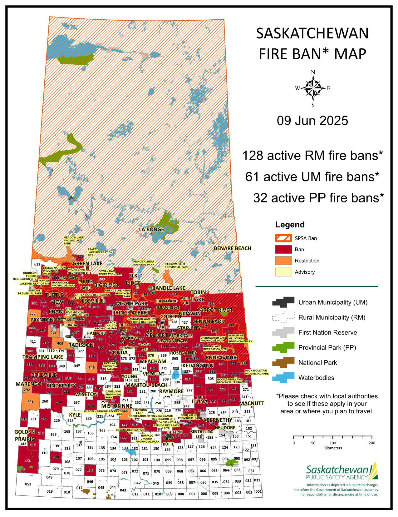 Fire bans in the province on June 9.