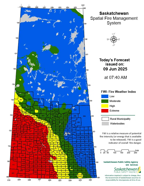 Fire risk in the province on June 9.