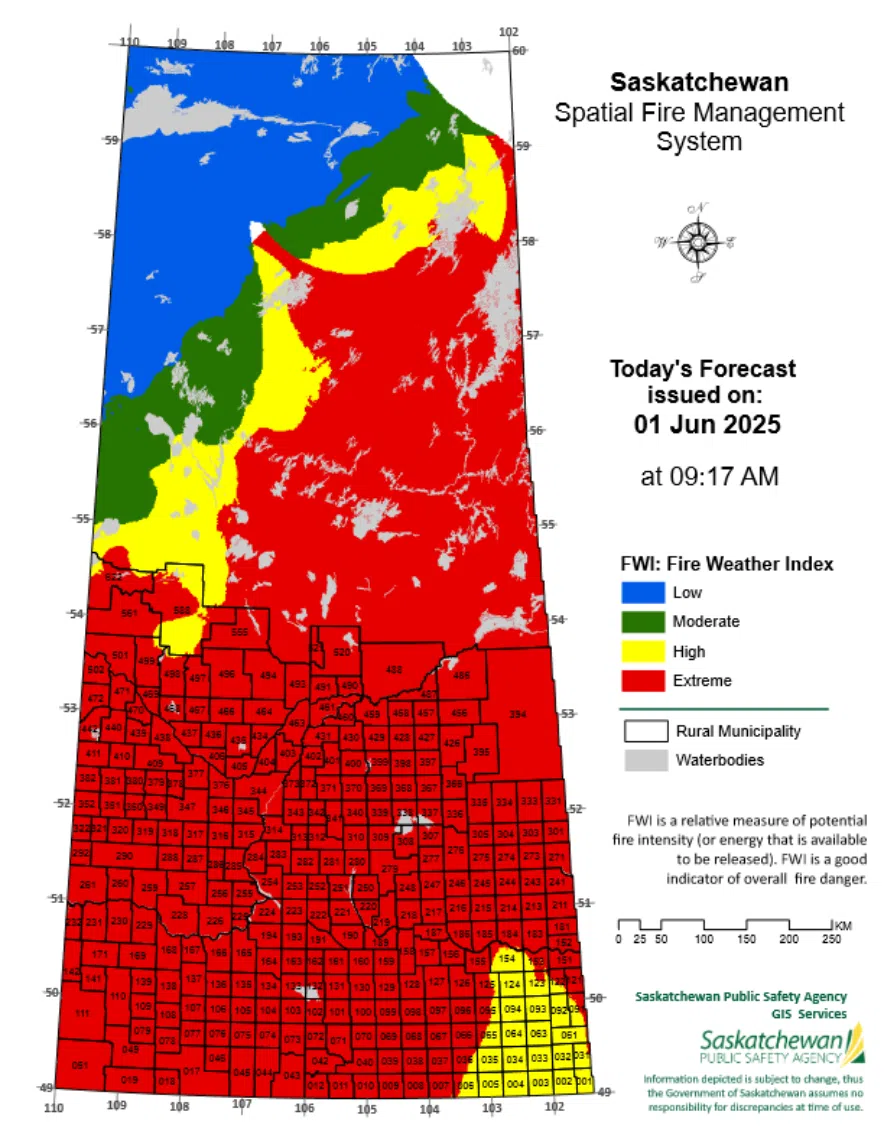 Fire risk in the province on June 1, 2025.
