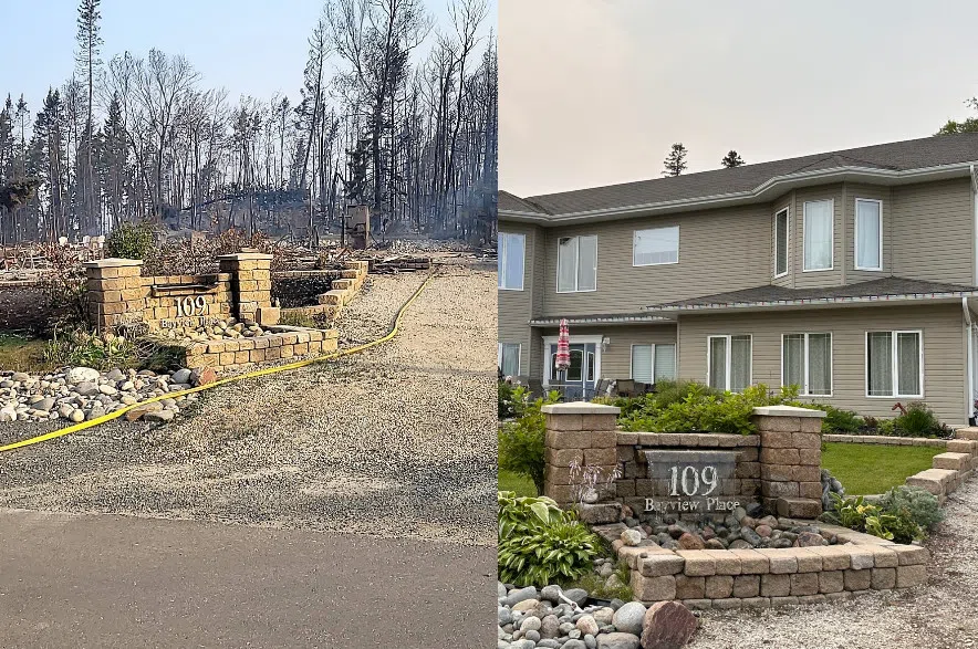 Pedwell's home was burned aon Monday evening after fast moving fires moved into Denare Beach. (With photos from Cyndi Pedwell)