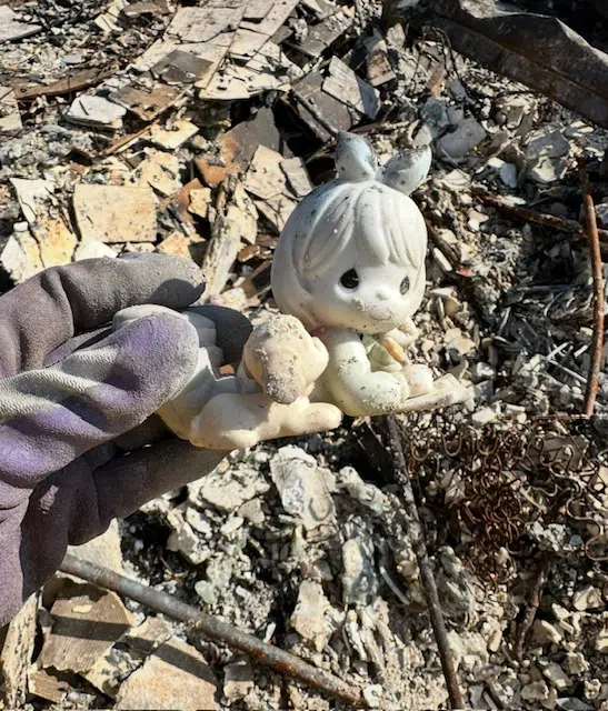 Werbicki collected hundreds of Precious Moments figurines for her daughter for special occasions like graduation or her baptism. While most of them shattered, Werbicki said she cried after finding the first one she ever bought her still intact, calling it “an almost unbelievable moment.” (Rhonda Werbicki/submitted)