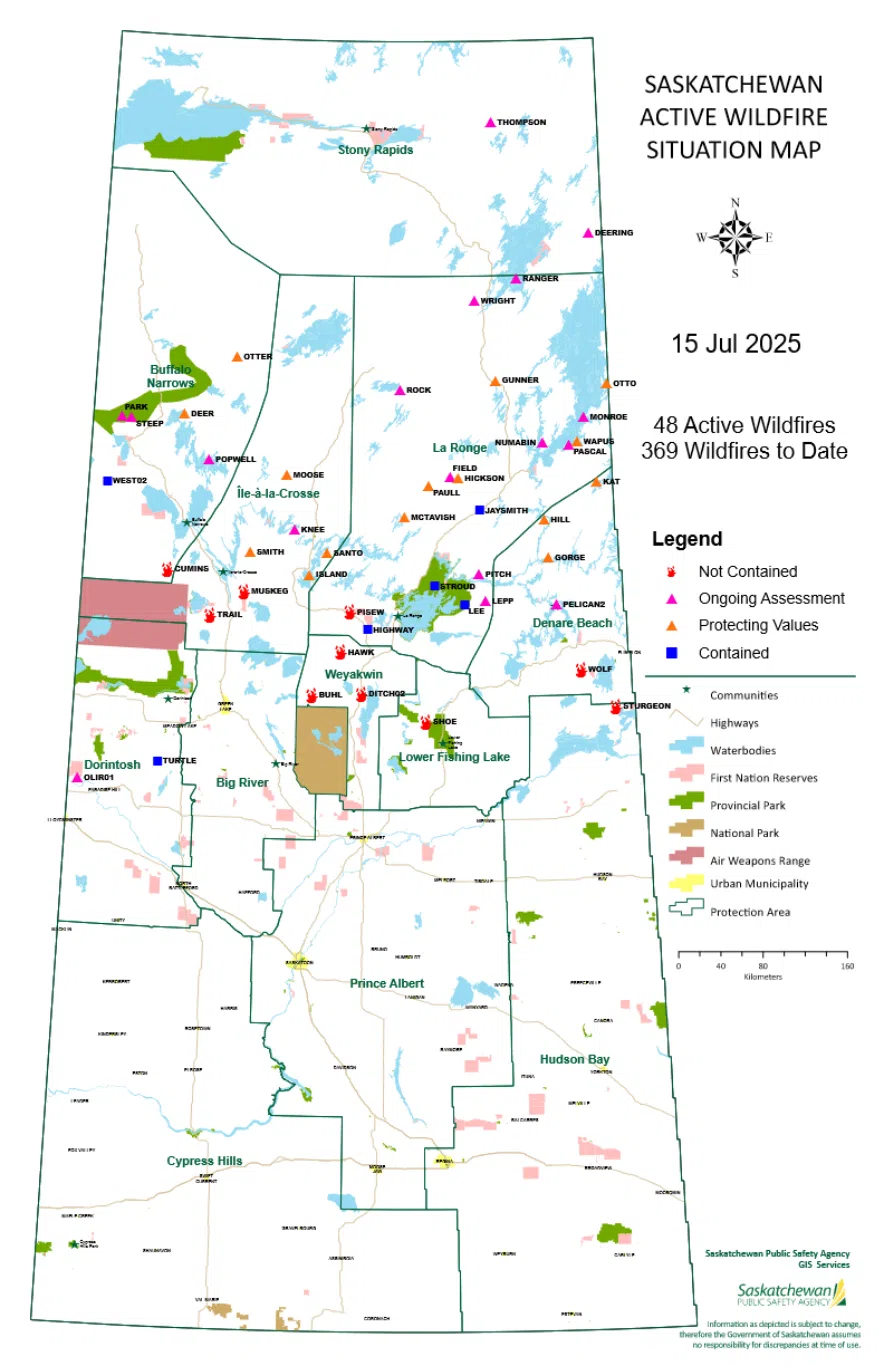 Active fires in the province on July 15.