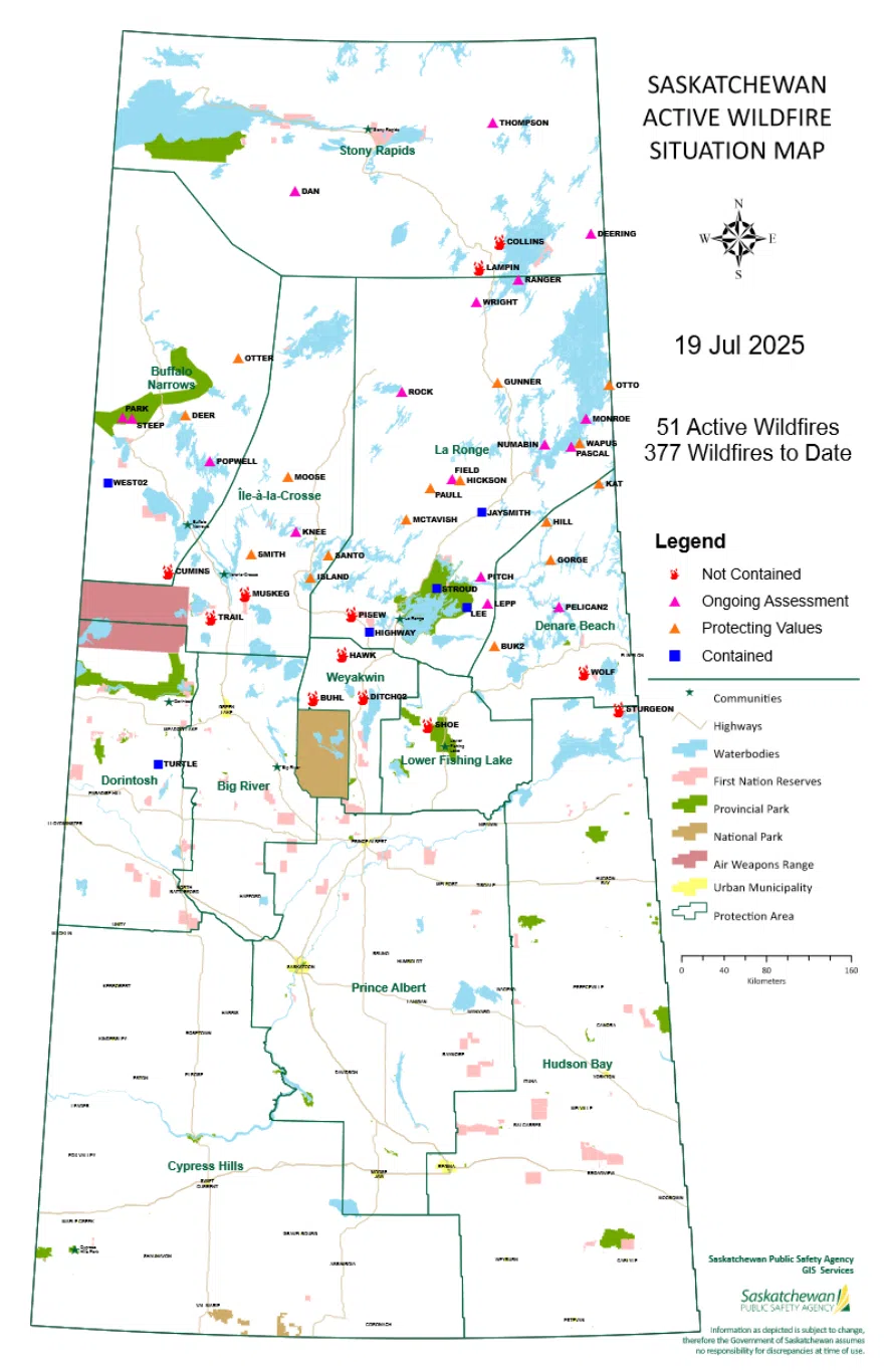 Active fires in the province on July 19.