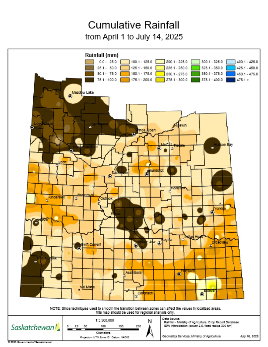 Cumulative rainfall map.