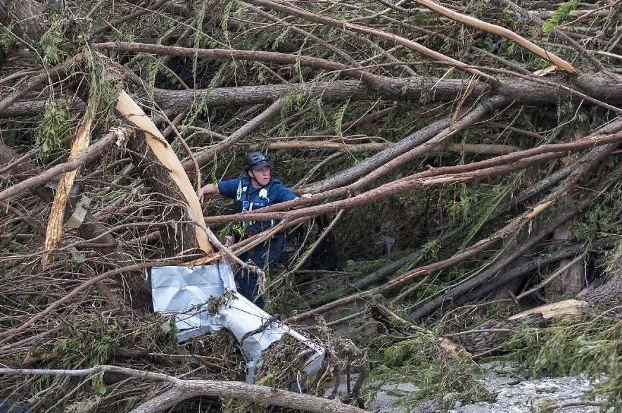 Searching for survivors after flood.