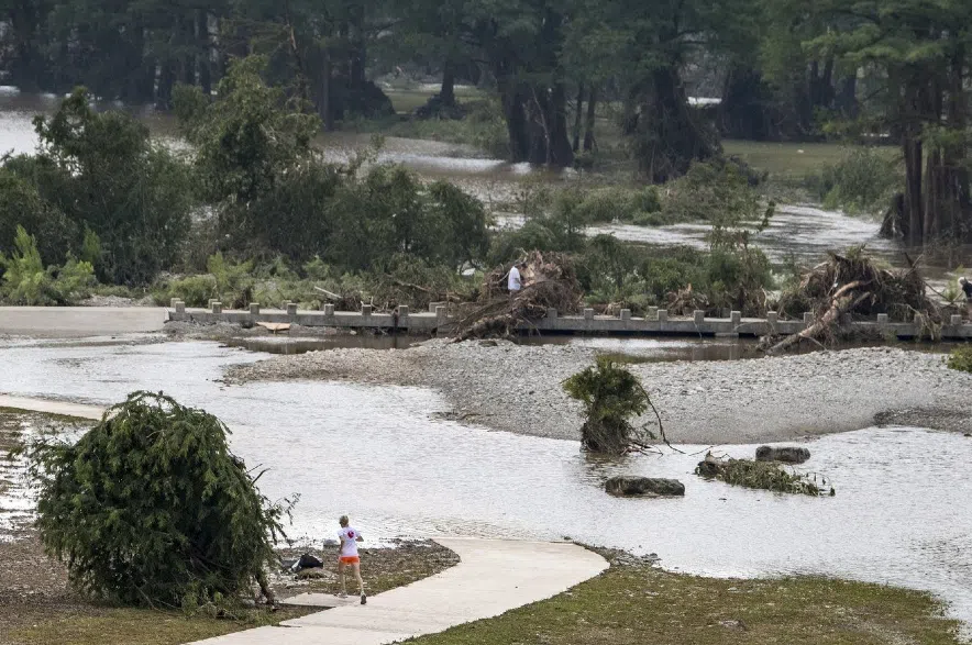 Flooding in Louise Hays Park, along the banks of the Guadalupe River.