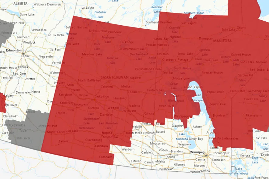 A map showing air quality alerts from Environment Canada.