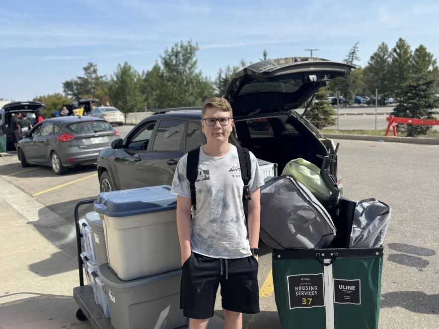 First-year pre-social work student Colton Hall moved into residence at the University of Regina, saying he was most excited to meet his roommates and start fresh.