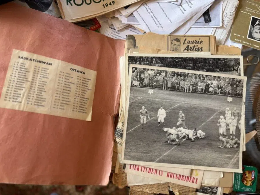 Historic Saskatchewan Roughriders 1951 Grey Cup program and roster sheet saved by the Pelling family.