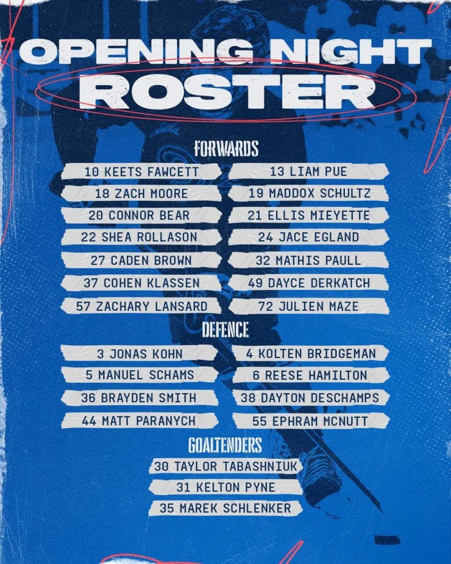 The Regina Pats have announced their opening night roster for the 2025 WHL season. (Photo courtesy Regina Pats/Facebook)