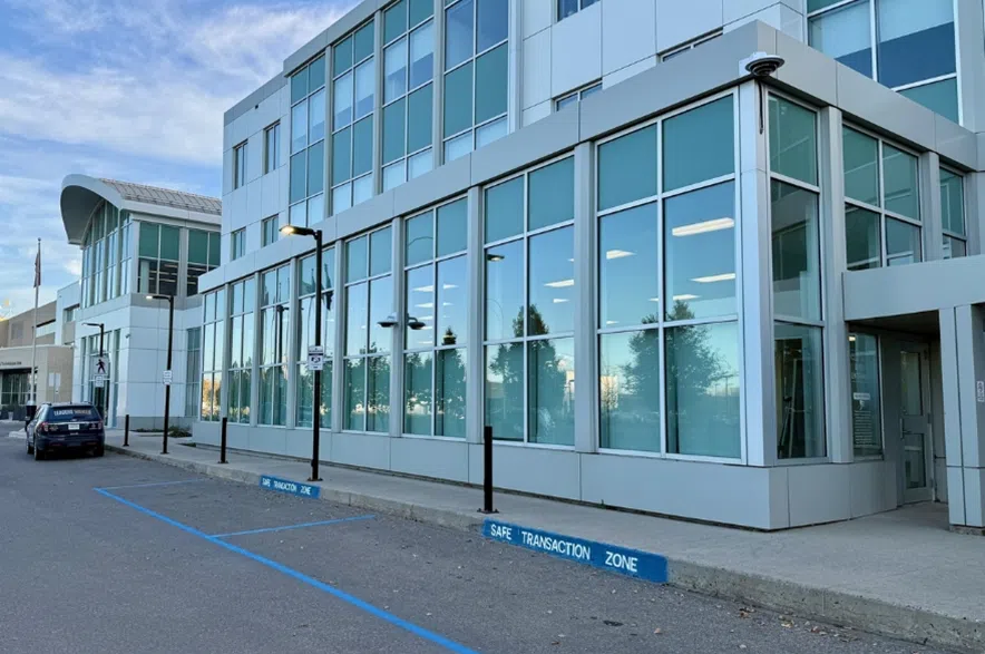 The "safe transaction zone" at police headquarters in Regina.