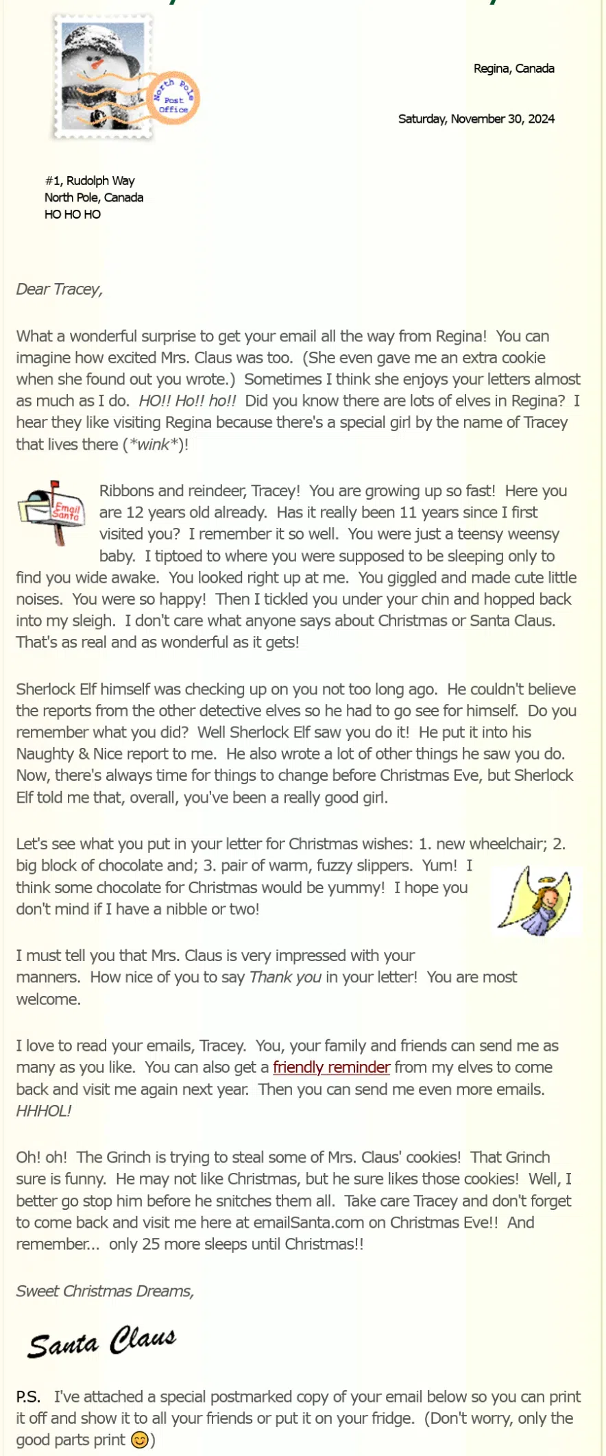 An email from Santa.