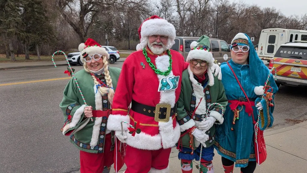 Even Santa Claus and his crew came down to the Legislative Building to welcome to Riders and the Grey Cup. (Lisa Schick/980 CJME)