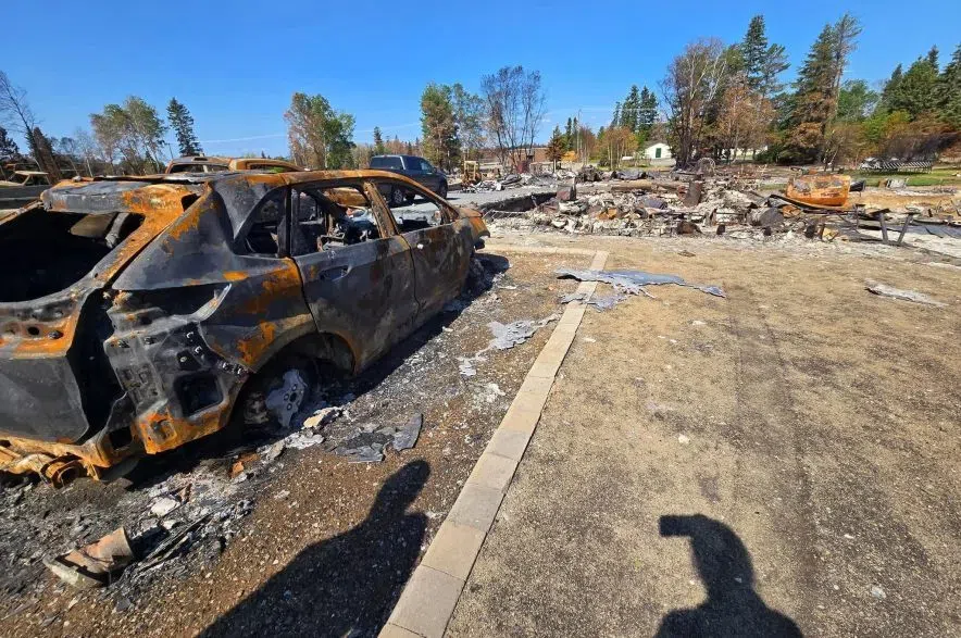 Wildfire damage at Denare Beach.