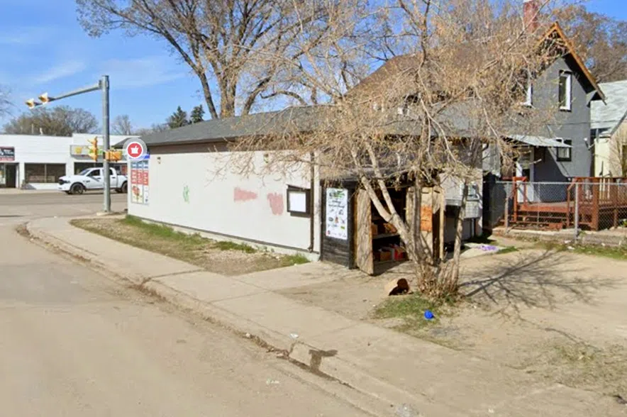 Community fridge in North Central behind a business