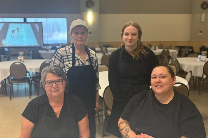 DLB Catering kitchen crew pose during the Saskatchewan curling provincials in Melville.