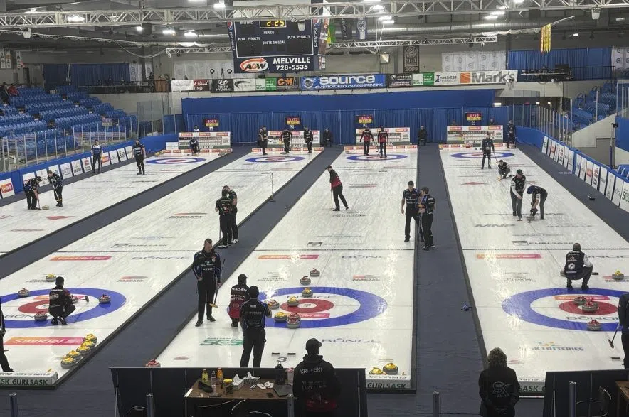Multiple sheets of play underway during Saskatchewan curling provincials in Melville.