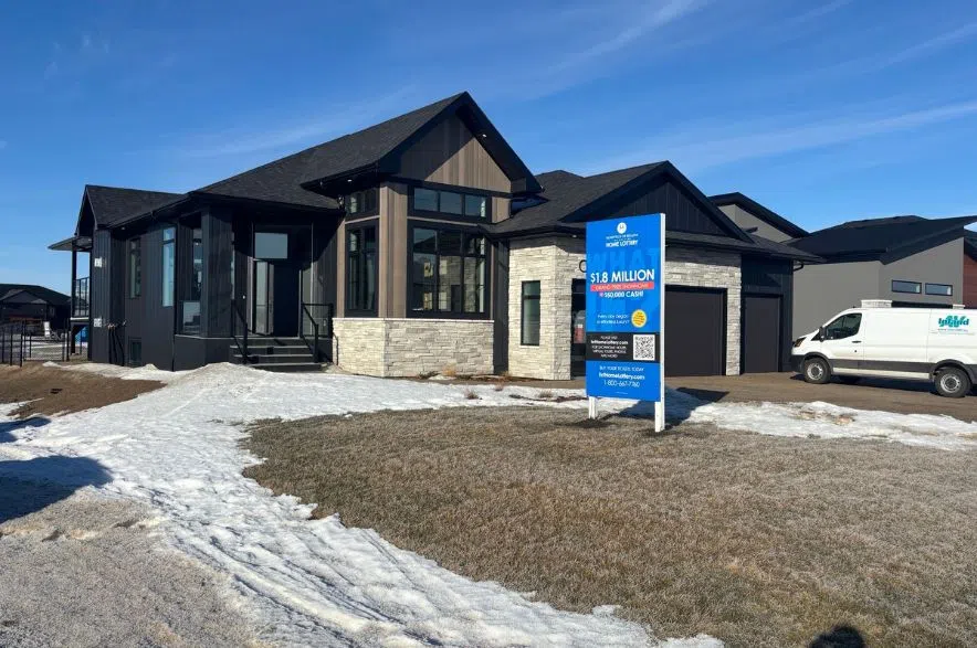 Front exterior of the $1.8-million Hospitals of Regina Foundation Spring Home Lottery showhome in Emerald Park, Saskatchewan.