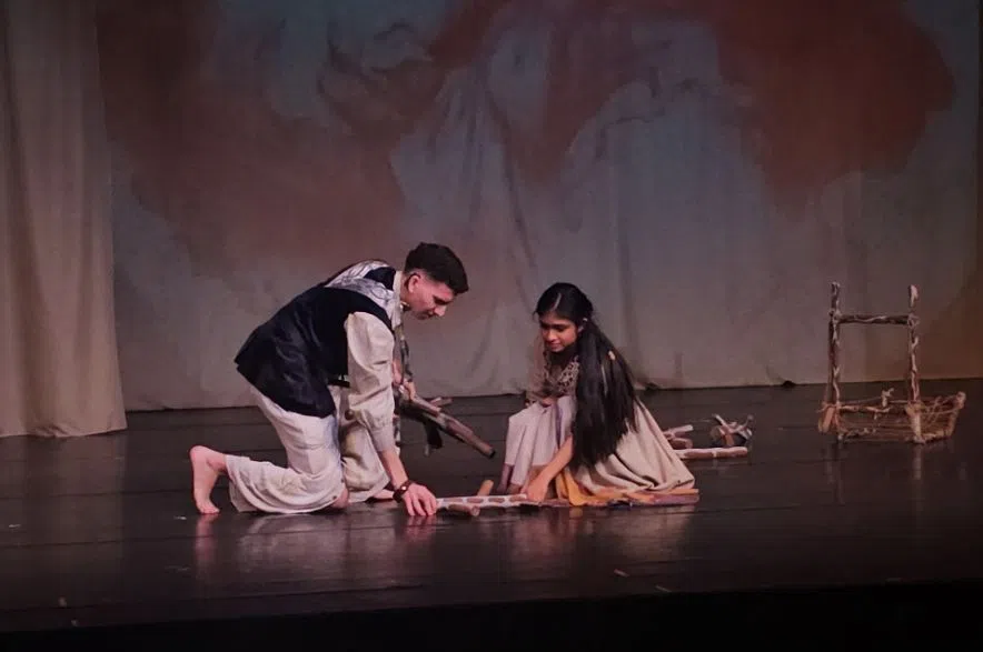 Two actors performing emotional scene Deaf Tempest Regina stage