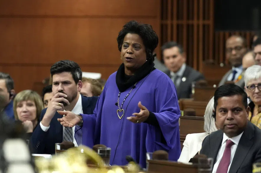 Minister of Health Marjorie Michel rises during question period in the House of Commons on Parliament Hill in Ottawa on Monday, Feb. 23, 2026.