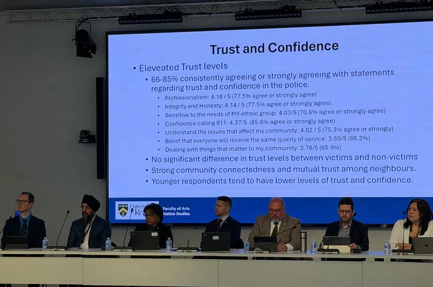 Members of the Board of Police Commissioners listen to a presentation.