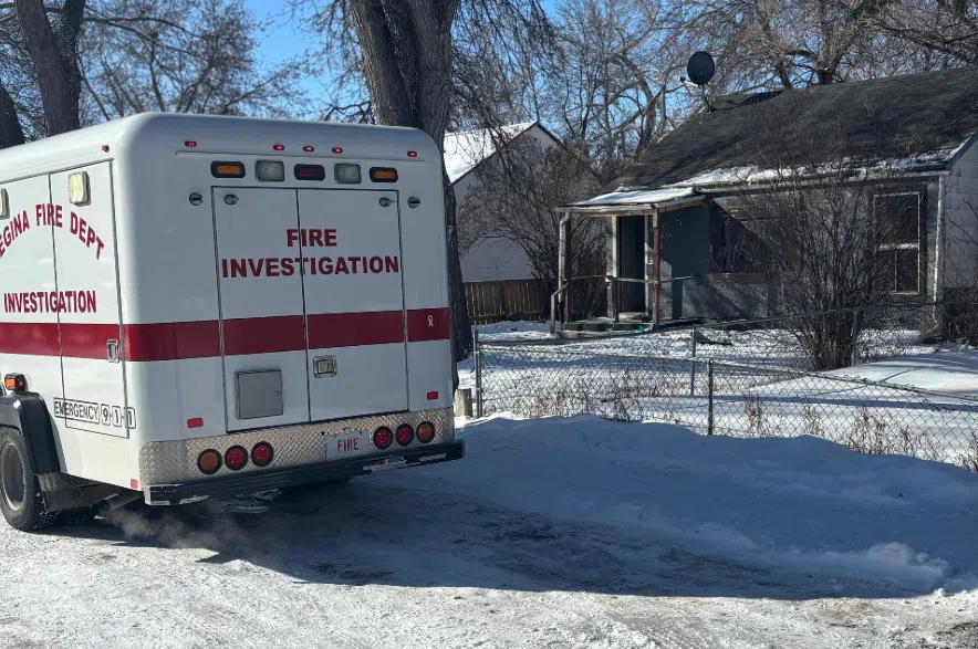Regina Fire Department investigation truck parked in Wascana St.