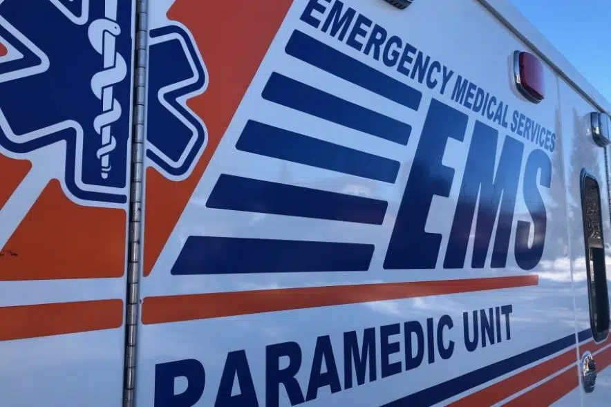 An ambulance in Regina bearing the words EMS Paramedic Unit.