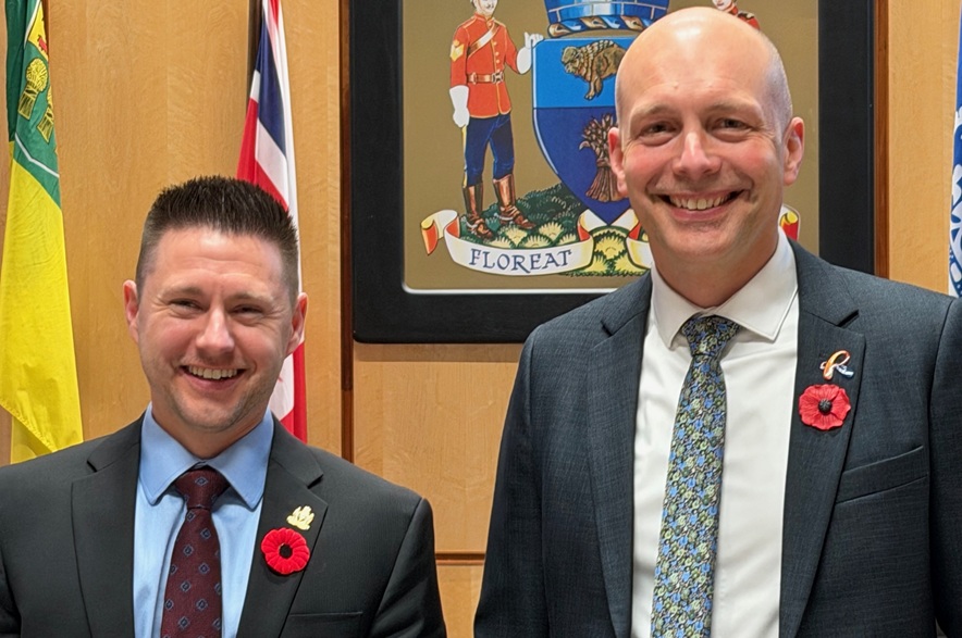 Mayor Chad Bachynski and new city manager Chad Jedlic.