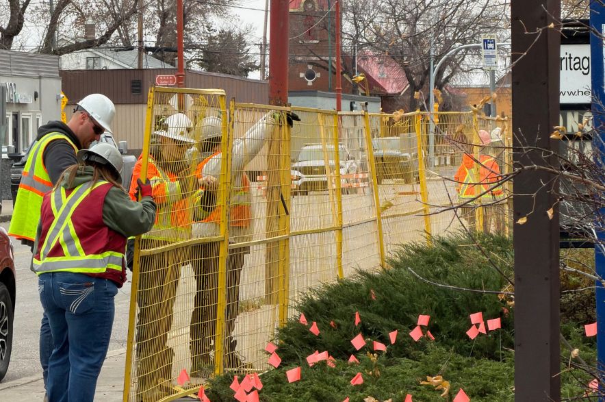 Crews install a fence around Core Community Park.