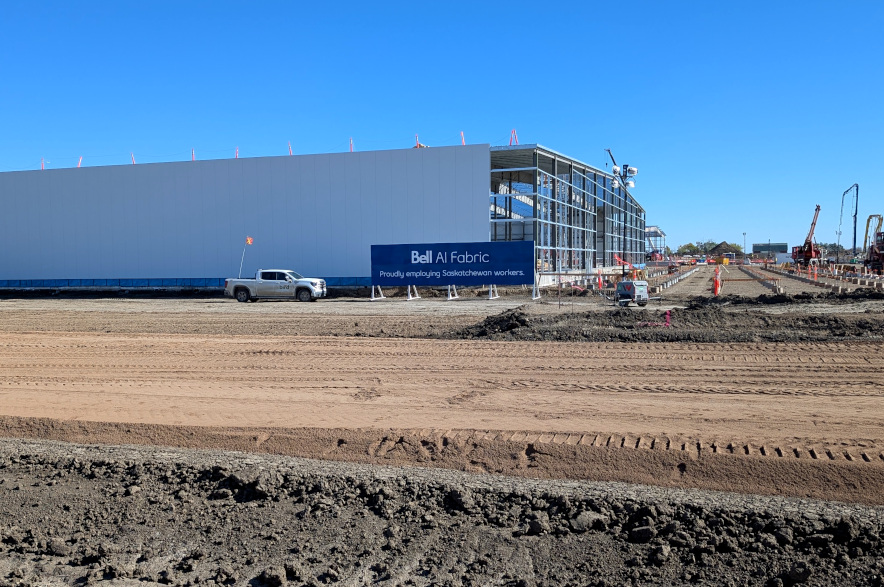 Construction on the Bell AI data centre outside Regina. on Oct. 1, 2026