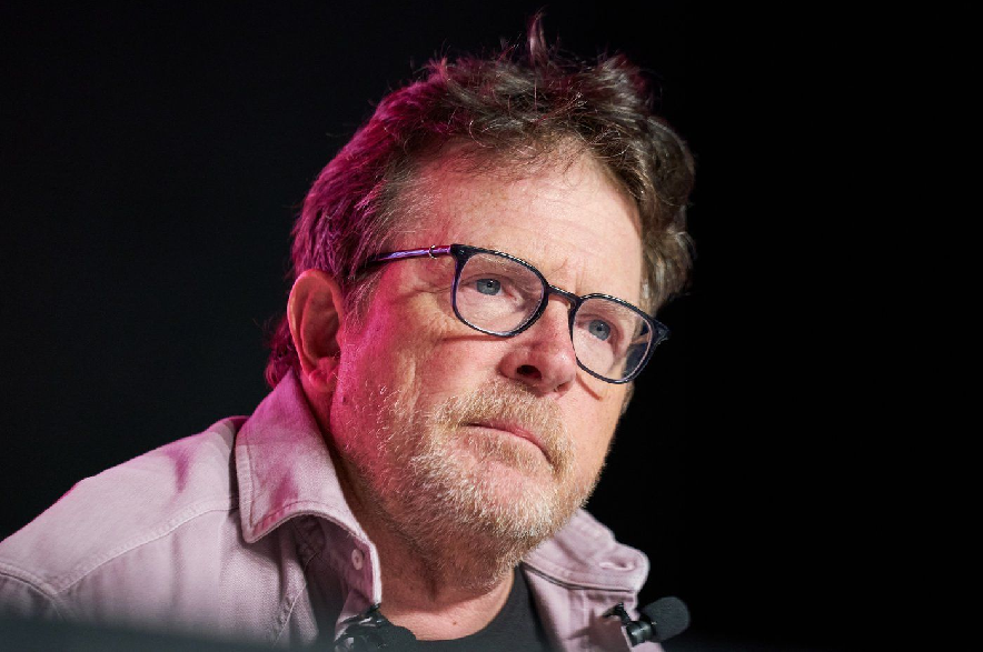 Michael J. Fox speaks at an event celebrating the 40th anniversary of the sci-fi adventure film Back to the Future, in Toronto, on Friday, Aug. 22, 2025.