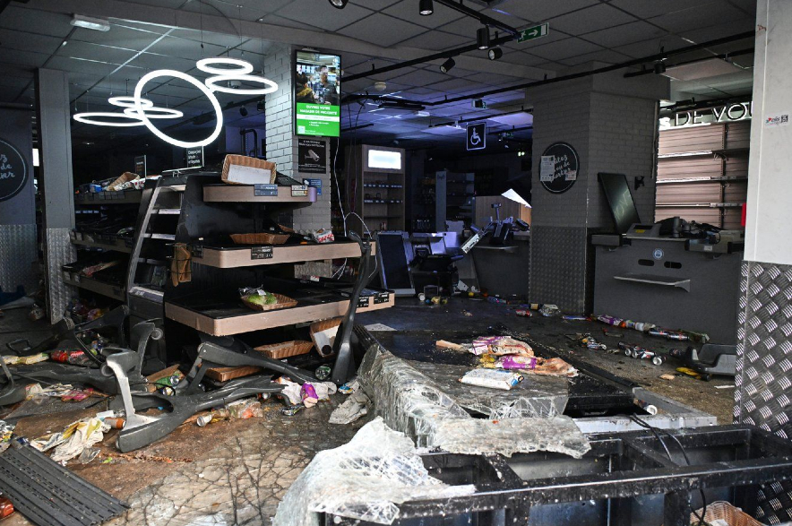 A looted store the day after a demonstration in Paris.