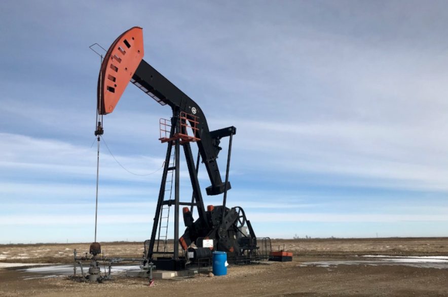 Oil being pumped from the ground in Saskatchewan.