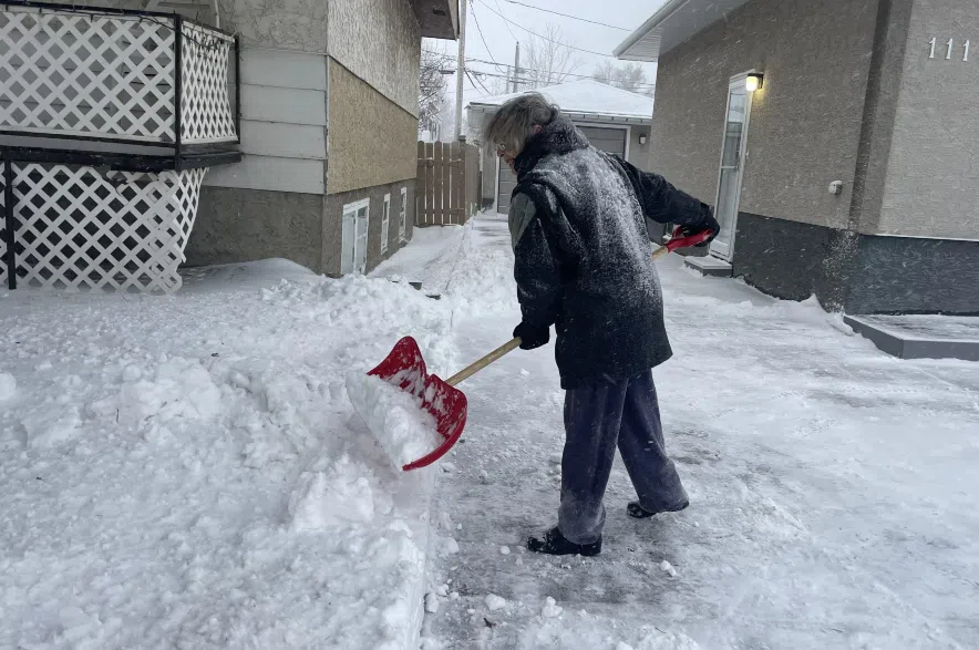 A person shoveling snow.