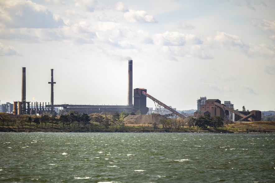 Stelco's steel plant in Hamilton is pictured from across the Hamilton Harbour in Burlington, Ont., on Friday, Oct. 9, 2026.