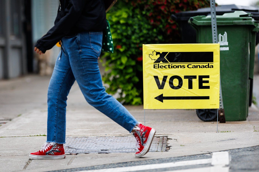 Elections Canada signs in Toronto, on Monday, Aug. 31, 2026.