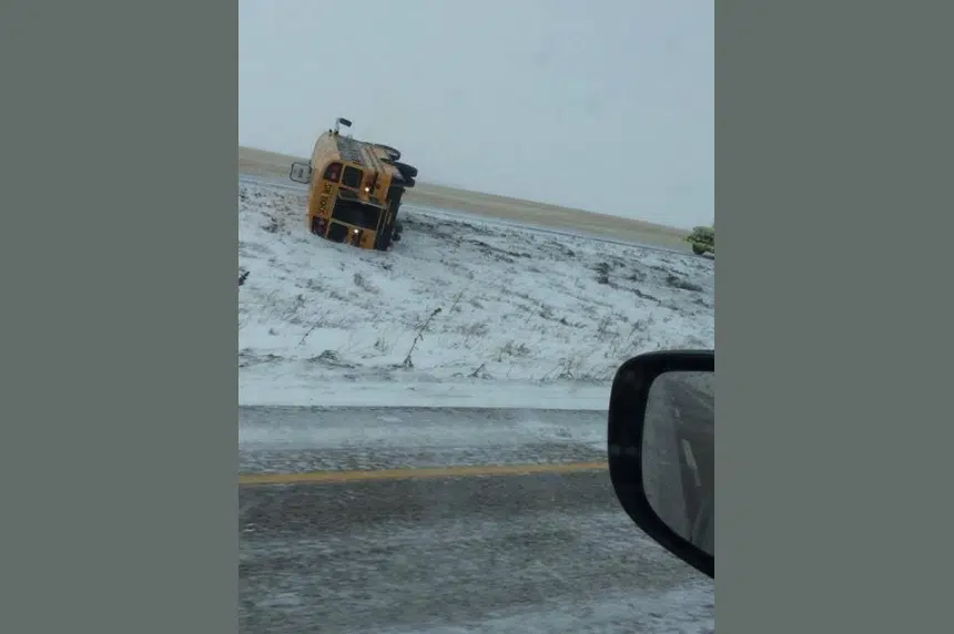 No one seriously hurt in school bus crash on slippery Sask. highway