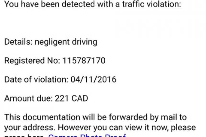 Regina police give heads up about traffic violation email scam