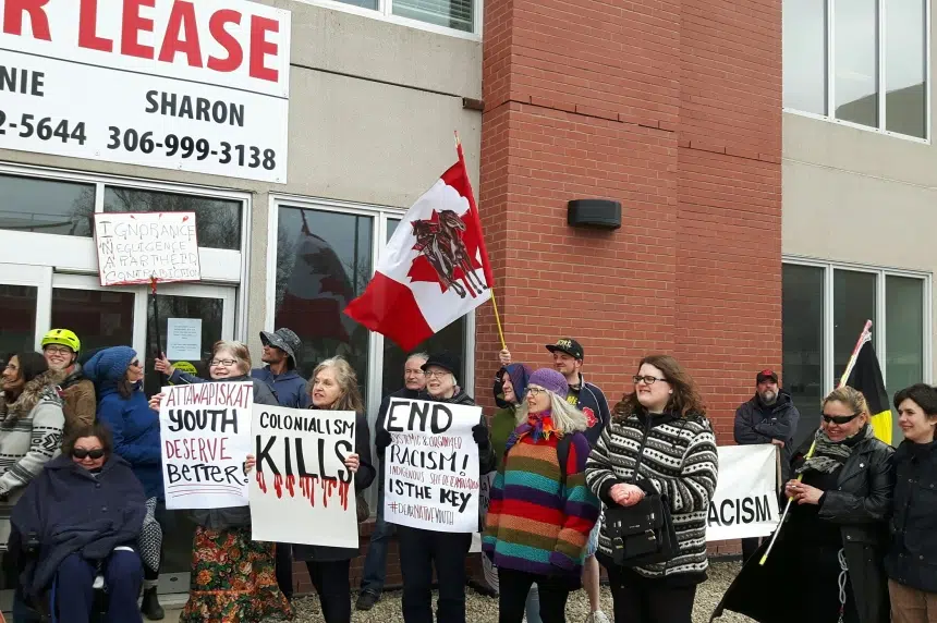 Advocates rally for change outside Aboriginal Affairs office in Regina
