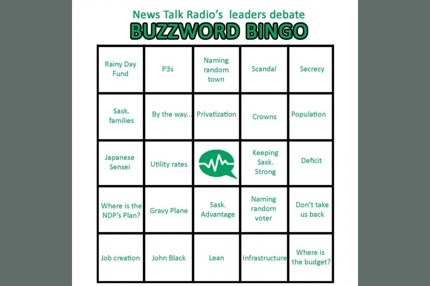 Play along with Buzzword Bingo for the Sask. leaders' debate